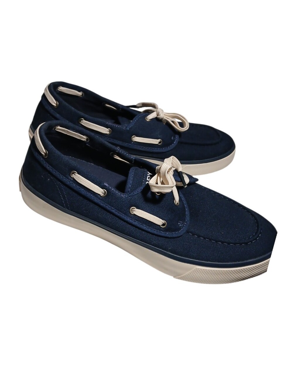 SPERRY Mens Navy Blue W White Laces Sz 8.5 - Picture 4 of 9